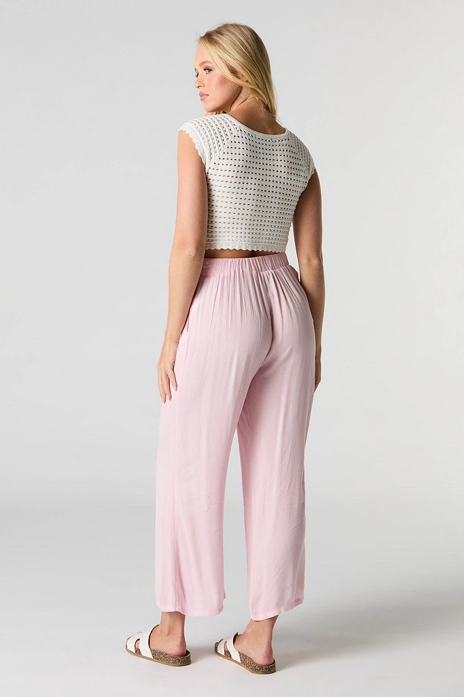 Pantalon écourté fluide à jambe large