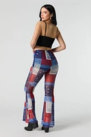 Printed Mesh Flare Pant