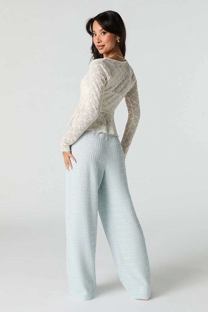 Textured Knit Wide Leg Pant