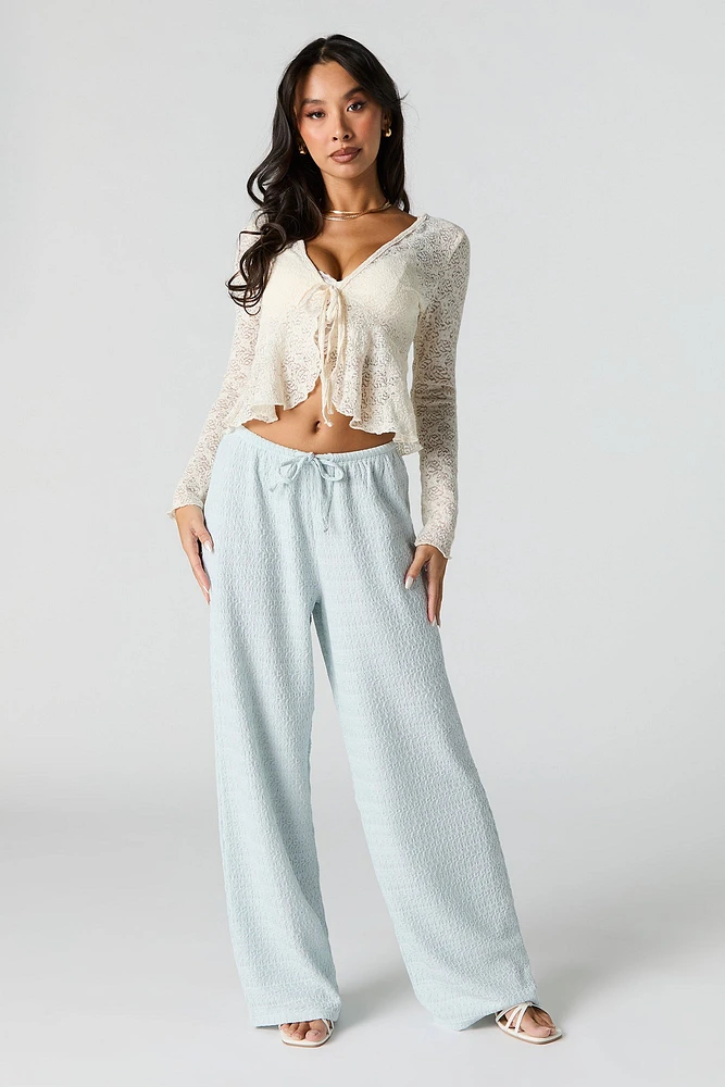 Textured Knit Wide Leg Pant