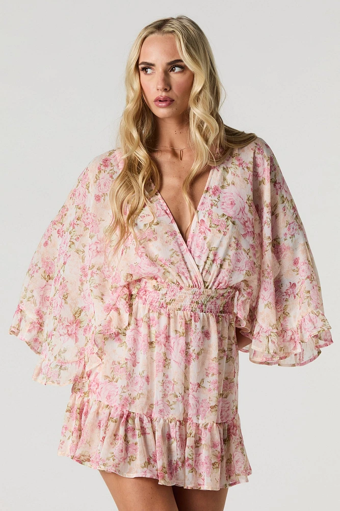 Chiffon Flowy Long Sleeve Mini Romper