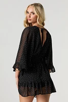 Chiffon Flowy Long Sleeve Mini Romper