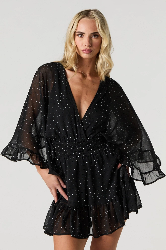 Chiffon Flowy Long Sleeve Mini Romper