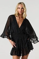Chiffon Flowy Long Sleeve Mini Romper