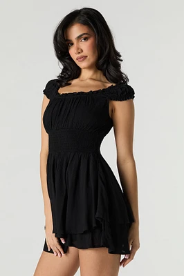 Smocked Waist Tiered Romper