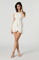 Combi-short volanté avec taille smockée