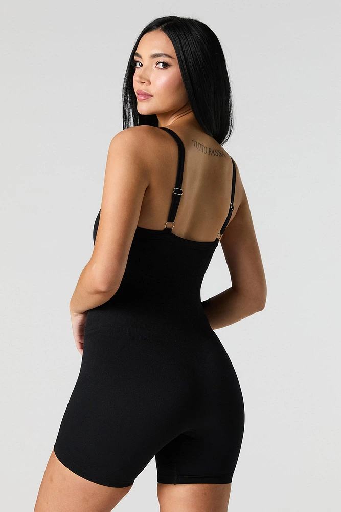Combi-short sans couture à encolure dégagée