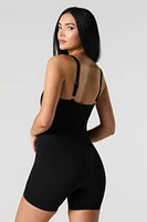 Combi-short sans couture à encolure dégagée