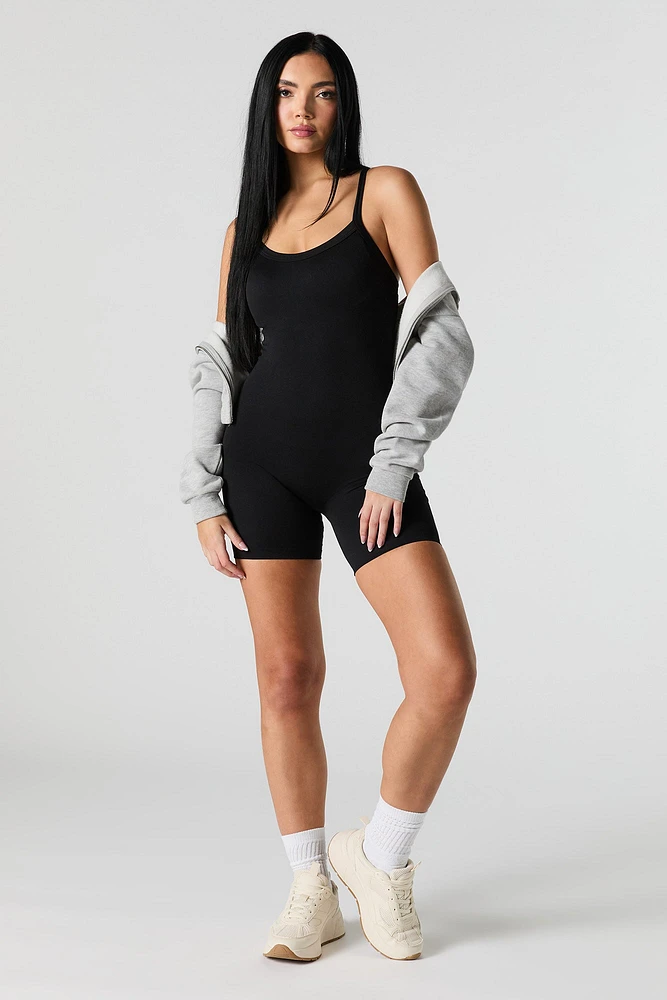 Combi-short sans couture à encolure dégagée