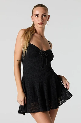 Lace Bustier Up Sleeveless Romper