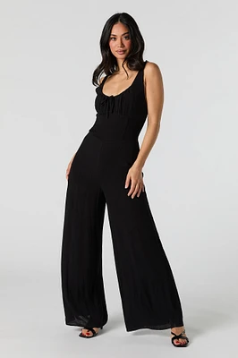 Smocked Waist Wide Leg Jumpsuit