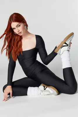 Square Neck Long Sleeve Catsuit