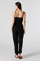 Cowl Neck Drawstring Waist Jumpsuit