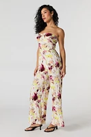 Floral Strapless Wide Leg Jumpsuit