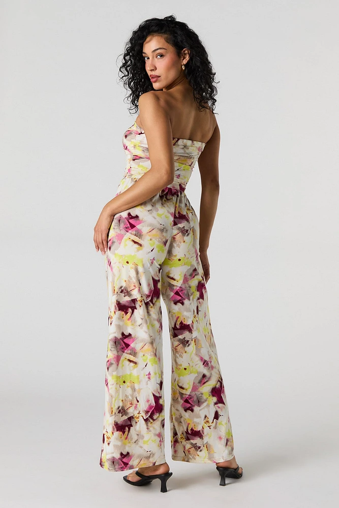 Floral Strapless Wide Leg Jumpsuit