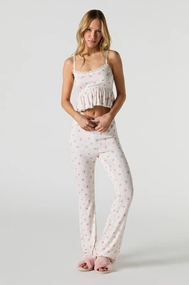 Pantalon de pyjama en tricot pointelle fleuri