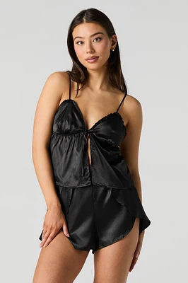 Satin Flyaway Cami & Short 2 Piece Pajama Set