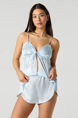 Satin Flyaway Cami & Short 2 Piece Pajama Set