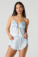 Satin Flyaway Cami & Short 2 Piece Pajama Set