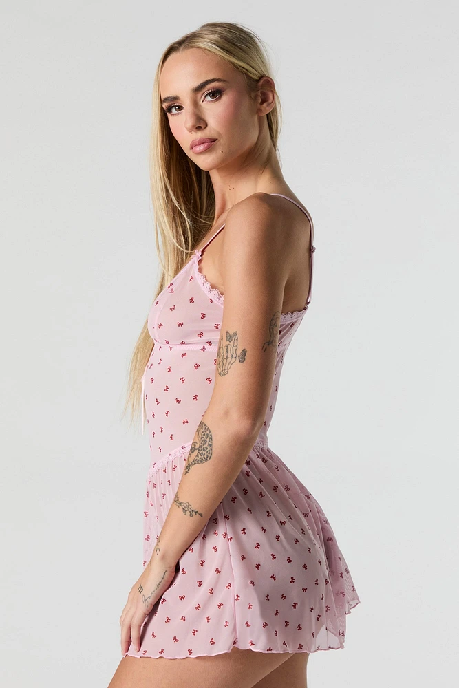 Robe de nuit en filet imprimé