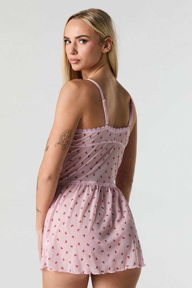 Robe de nuit en filet imprimé
