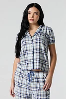 Collared Button-Up Top & Pant 2 Piece Pajama Set