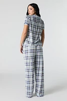 Collared Button-Up Top & Pant 2 Piece Pajama Set