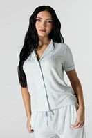 Ensemble-pyjama deux pièces haut boutonné avec col et pantalon