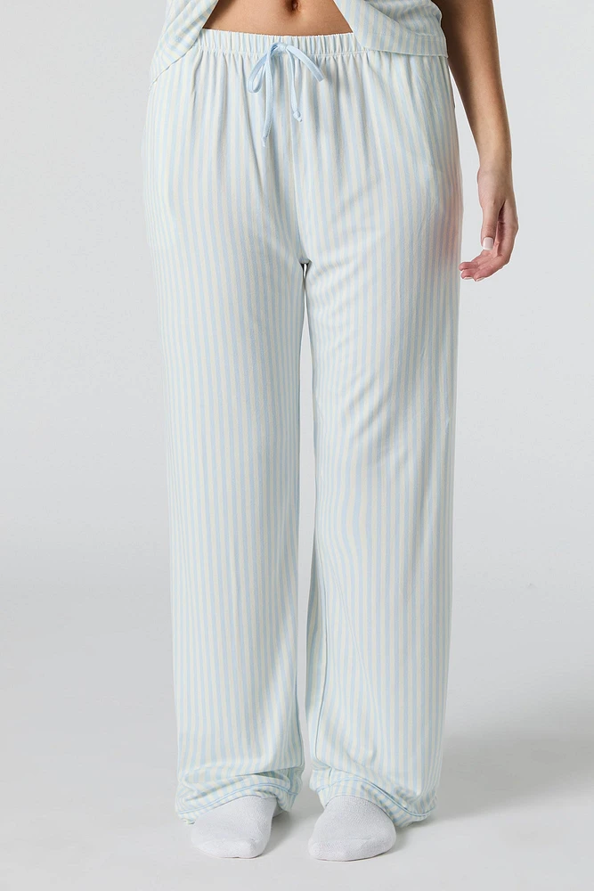 Ensemble-pyjama deux pièces haut boutonné avec col et pantalon