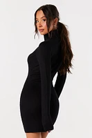 Ribbed Knit Turtleneck Sweater Dress