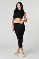 Textured Knit Semi Sheer Crop Top