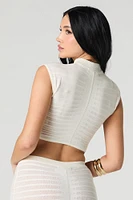 Haut court en tricot texturé semi diaphane
