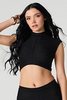 Textured Knit Semi Sheer Crop Top