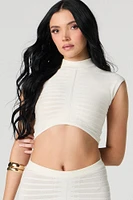 Haut court en tricot texturé semi diaphane