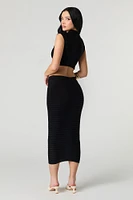 Textured Knit Semi Sheer Midi Skirt