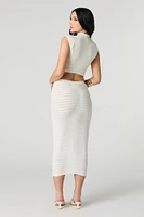 Jupe midi en tricot texturé semi diaphane