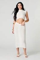 Jupe midi en tricot texturé semi diaphane