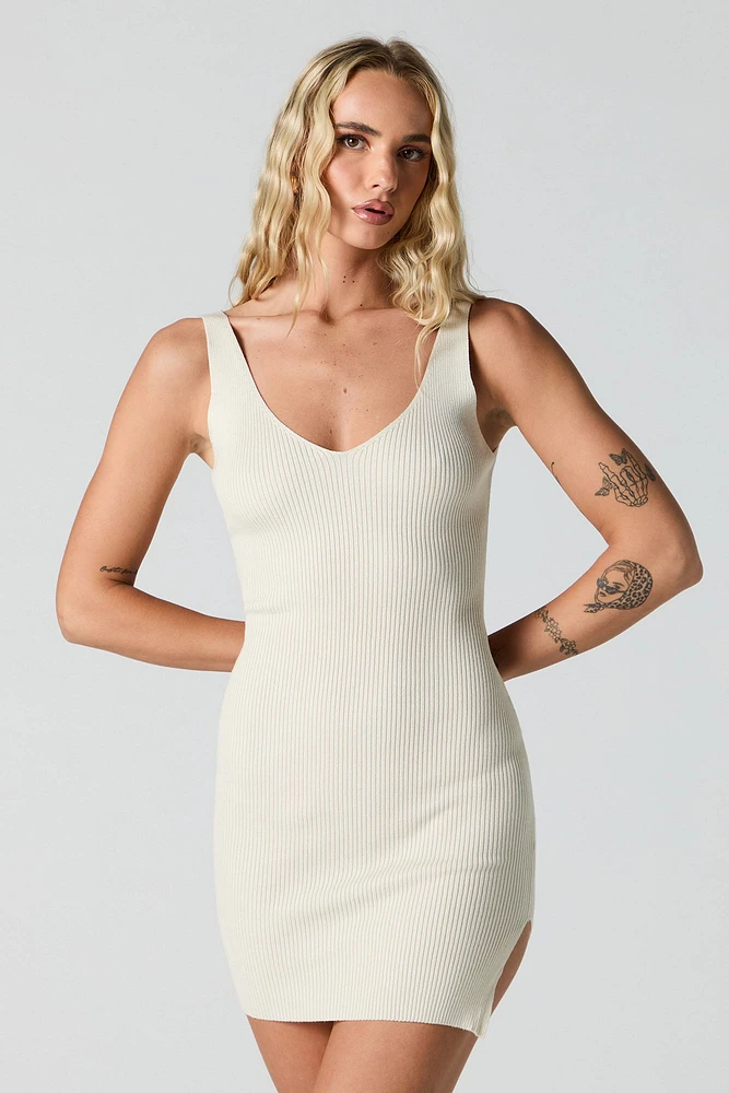 Minirobe-chandail Bodycon à col en V