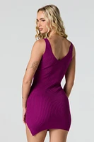 V-Neck Bodycon Mini Sweater Dress