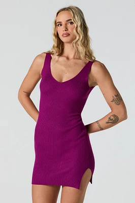 V-Neck Bodycon Mini Sweater Dress