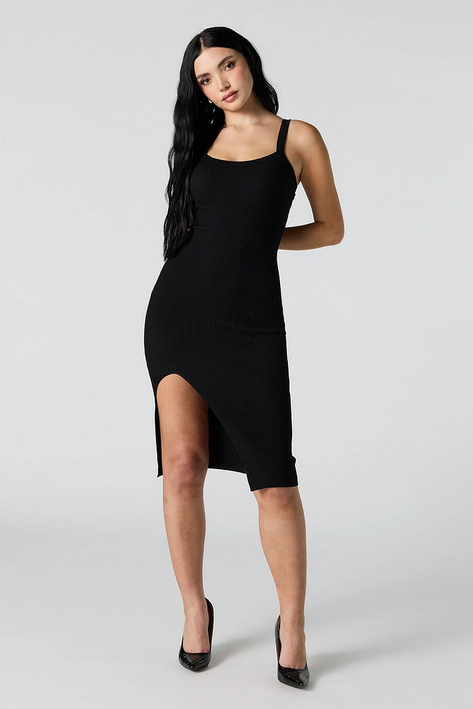 Ribbed Knit Bodycon Mini Sweater Dress