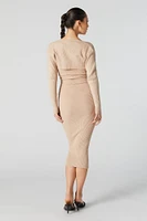 Ribbed Bodycon Midi Dress and Cardigan