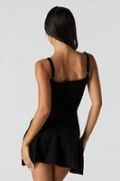 Cable Knit V-Neck Mini Sweater Dress