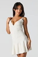 Minirobe-chandail en tricot torsadé avec encolure V