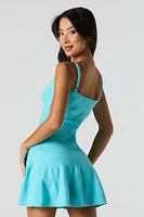Cable Knit V-Neck Mini Sweater Dress