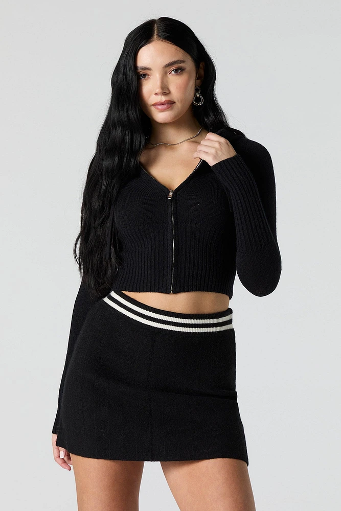 Striped Waist Knit Mini Skirt