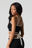 Ribbed Knit Contrast Cropped Tank
