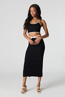 Ribbed Knit Contrast Cropped Tank