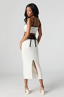 Jupe midi en tricot côtelé avec brides