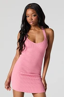 Ribbed Knit Mini Halter Dress